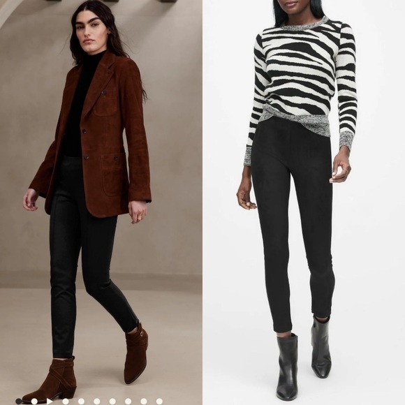 NEW banana republic SZ 4 black vegan suede devon leggings - Picture 1 of 7